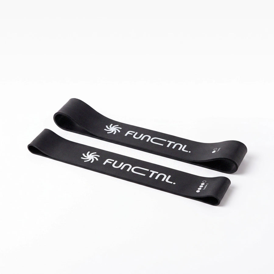 FUNCTNL natural latex resistance band set, two black loop bands shown